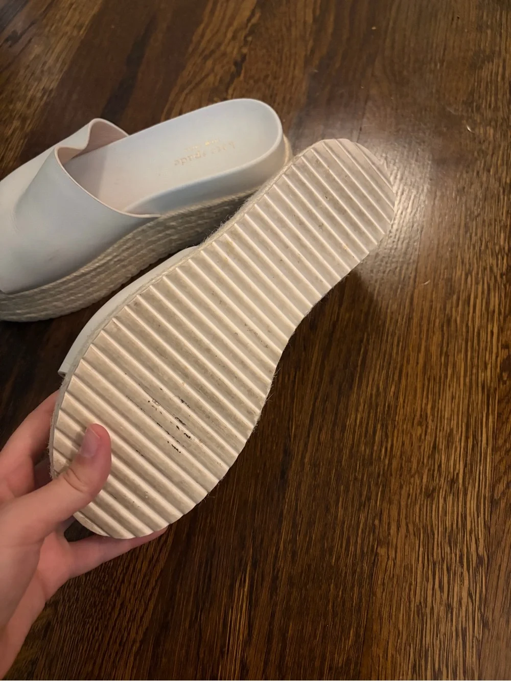 kate spade Cream Espadrille Platform Slide Sandals